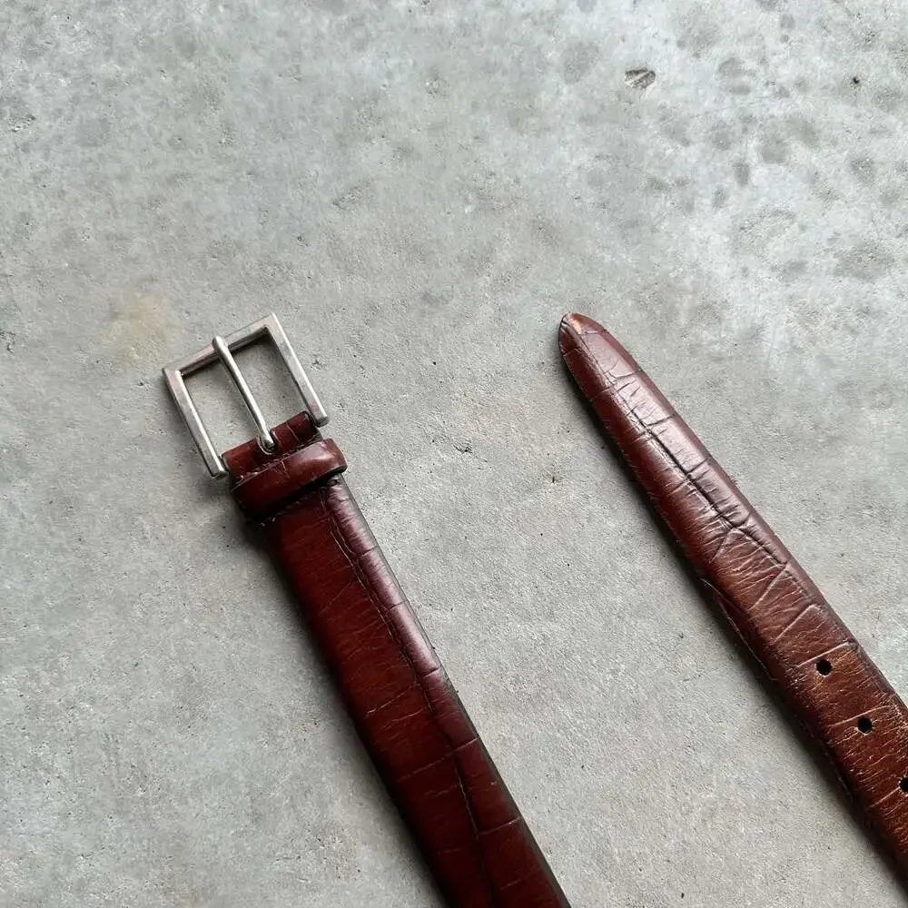 Trafalgar Men's Brown Croc-Embossed Leather Belt, Size 40”